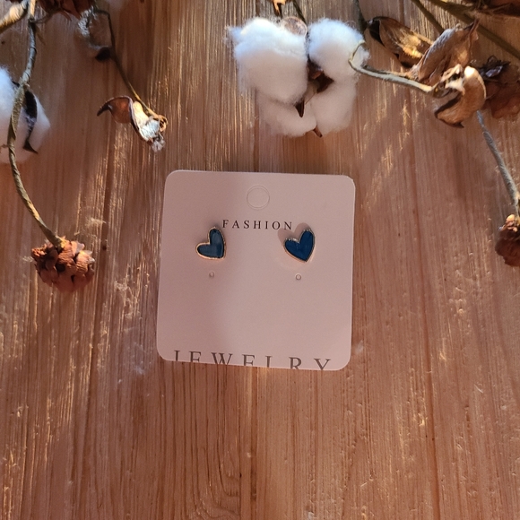 💙💙Super Adorable Blue Colored Heart Stud Earrings💙💙 - Picture 9 of 15